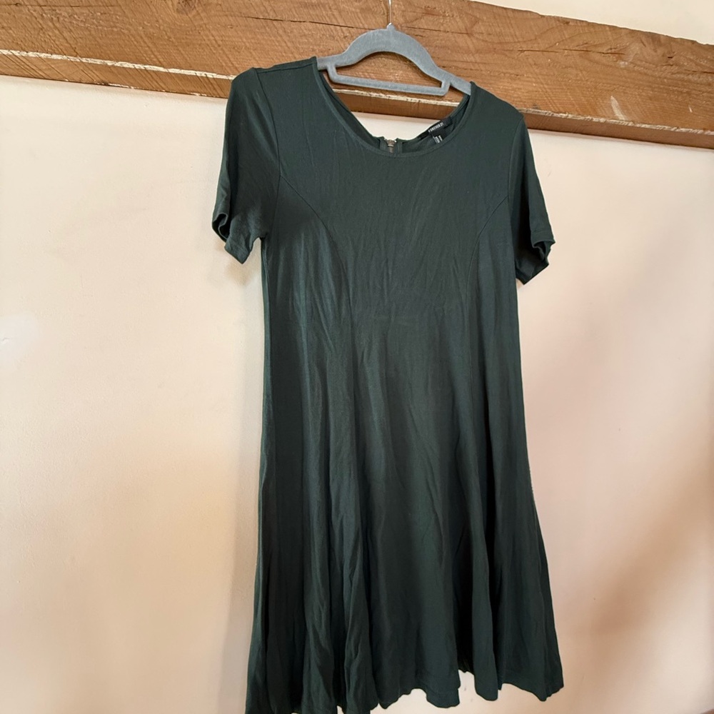 Forever 21 Dark Green Scoop Neck Dress
